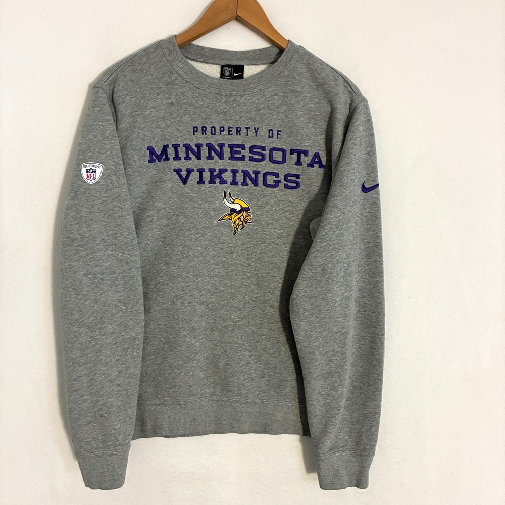 Minnesota Vikings Nike Sweatshirt Men's L Embroidered Crewneck Logo Football NFL